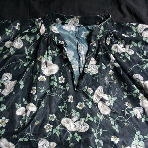 Vintage Mushrooms Polyester Disco Shirt V-Neck